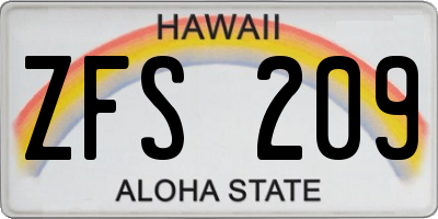 HI license plate ZFS209