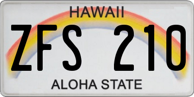HI license plate ZFS210