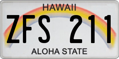 HI license plate ZFS211