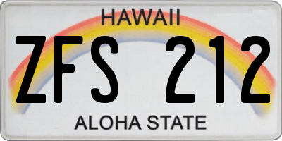 HI license plate ZFS212
