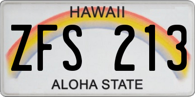 HI license plate ZFS213
