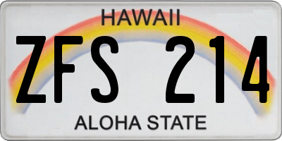 HI license plate ZFS214