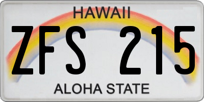 HI license plate ZFS215