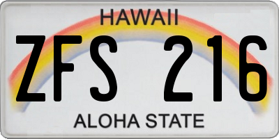 HI license plate ZFS216