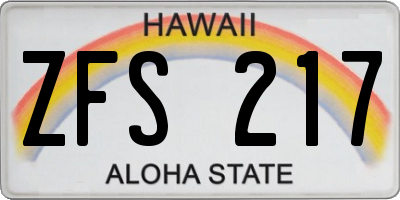 HI license plate ZFS217