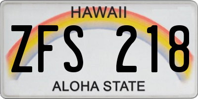 HI license plate ZFS218
