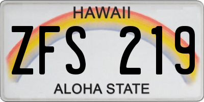 HI license plate ZFS219