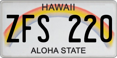 HI license plate ZFS220