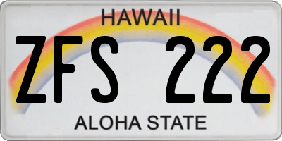 HI license plate ZFS222