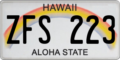 HI license plate ZFS223