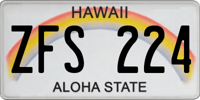 HI license plate ZFS224