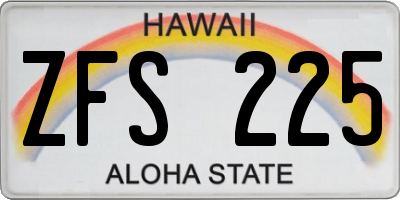HI license plate ZFS225