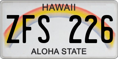 HI license plate ZFS226