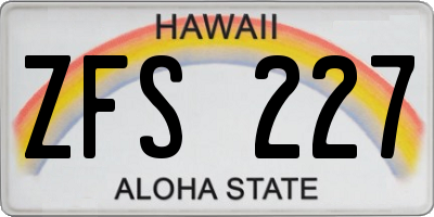 HI license plate ZFS227