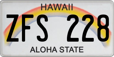 HI license plate ZFS228