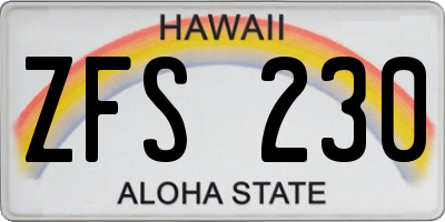 HI license plate ZFS230
