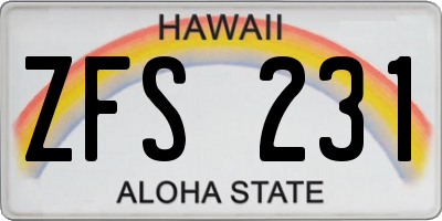 HI license plate ZFS231