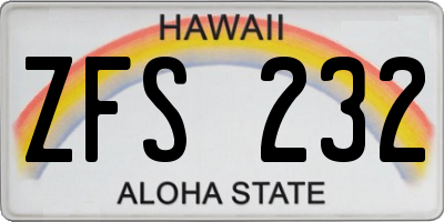 HI license plate ZFS232