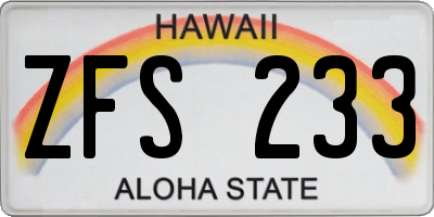 HI license plate ZFS233