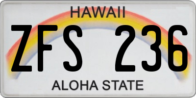 HI license plate ZFS236