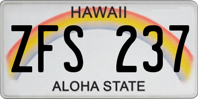 HI license plate ZFS237