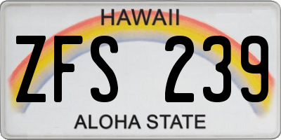 HI license plate ZFS239