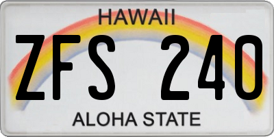 HI license plate ZFS240
