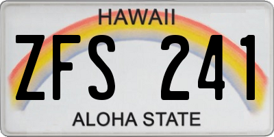 HI license plate ZFS241