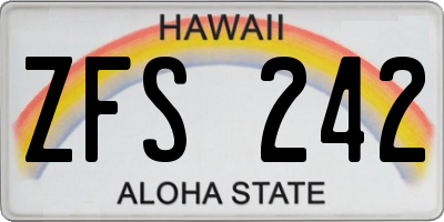 HI license plate ZFS242