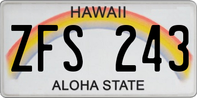 HI license plate ZFS243