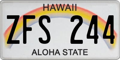 HI license plate ZFS244