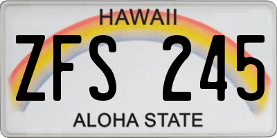 HI license plate ZFS245
