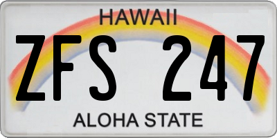 HI license plate ZFS247