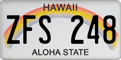 HI license plate ZFS248