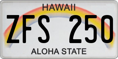 HI license plate ZFS250