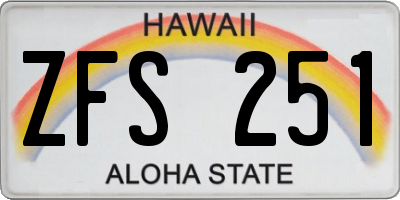 HI license plate ZFS251