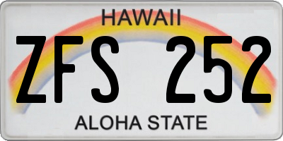 HI license plate ZFS252