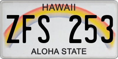 HI license plate ZFS253