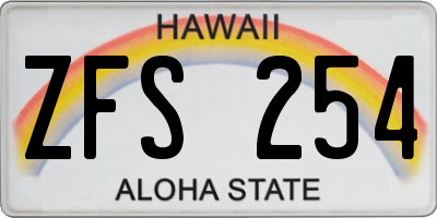 HI license plate ZFS254