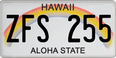 HI license plate ZFS255