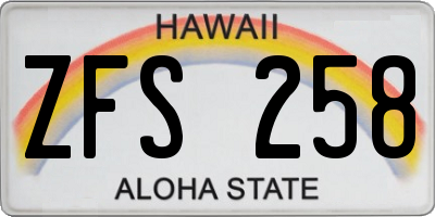 HI license plate ZFS258