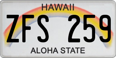 HI license plate ZFS259
