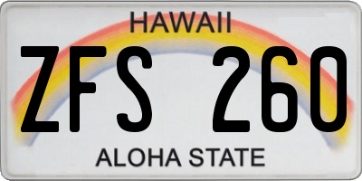 HI license plate ZFS260