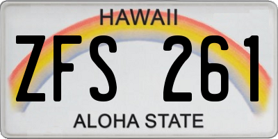 HI license plate ZFS261