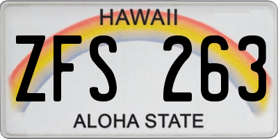 HI license plate ZFS263