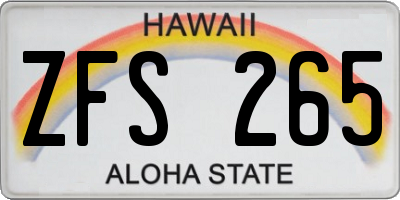 HI license plate ZFS265