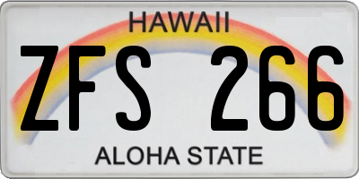HI license plate ZFS266