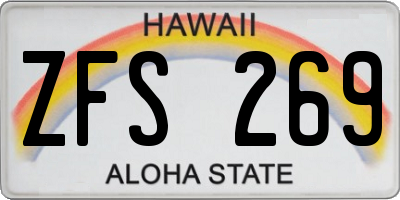 HI license plate ZFS269