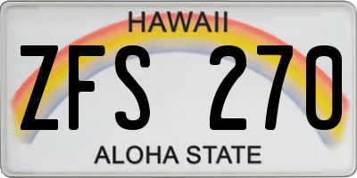 HI license plate ZFS270