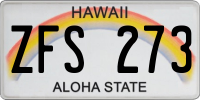 HI license plate ZFS273